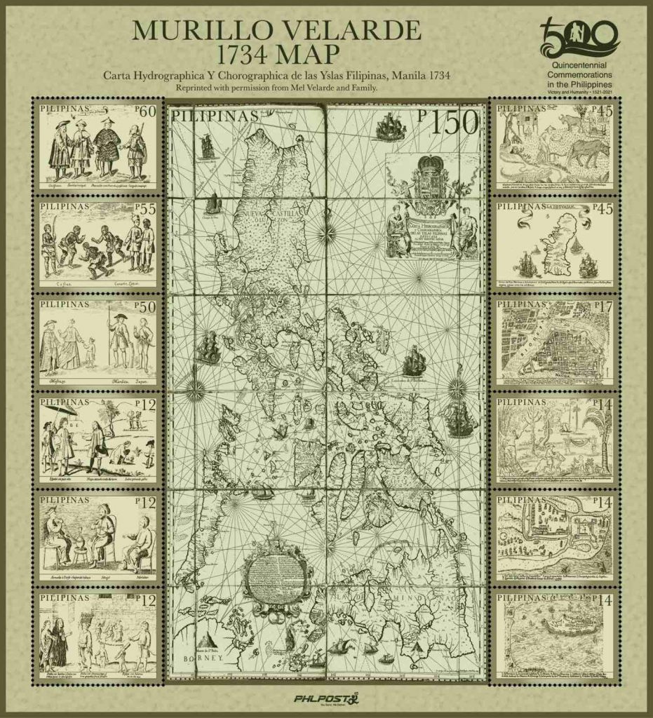 (2) Murillo Velarde 1734 Map Postage Stamp